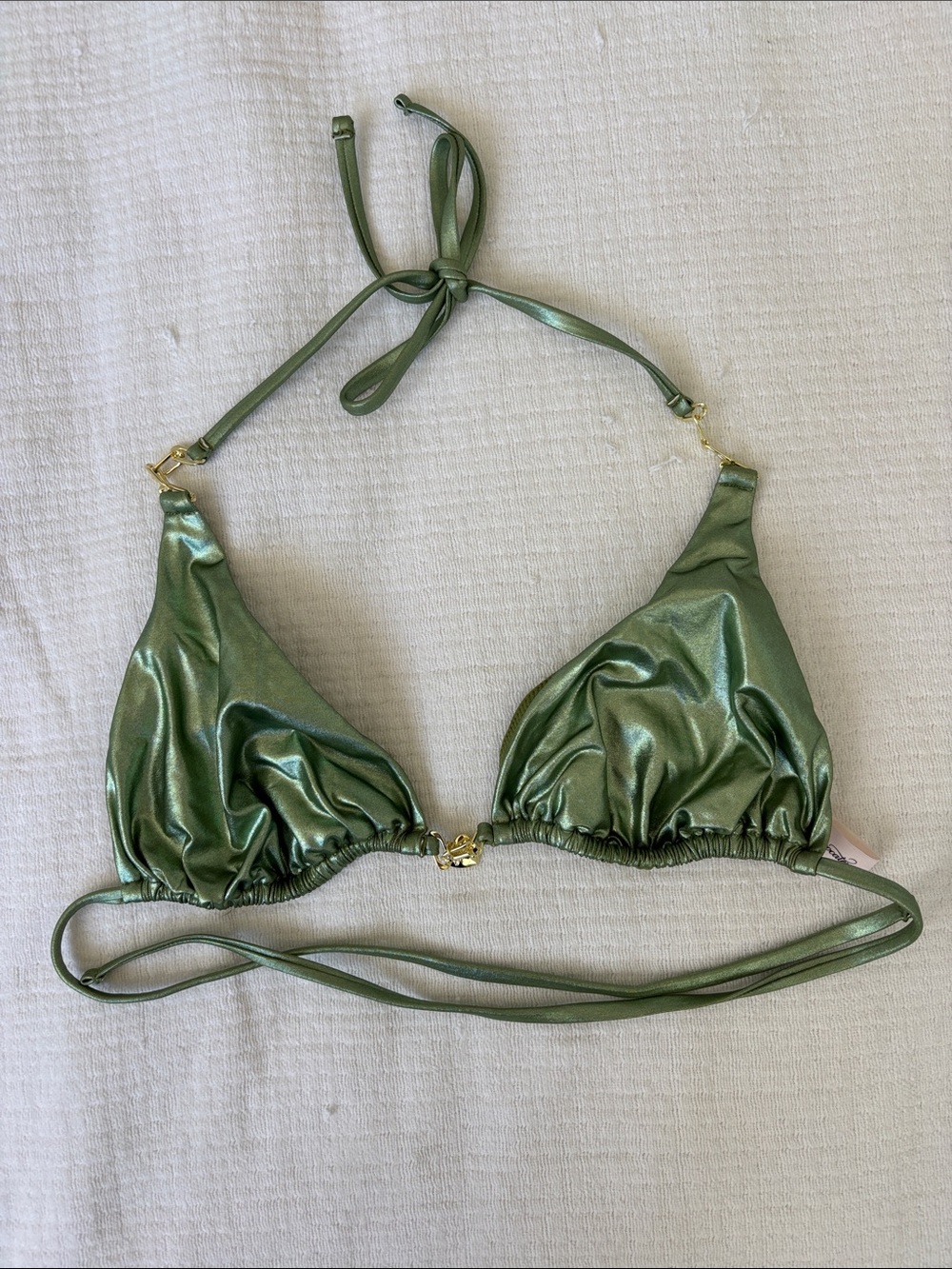 NWOT Agent Provocateur LYRA Green Shimmer Triangle Bikini Top